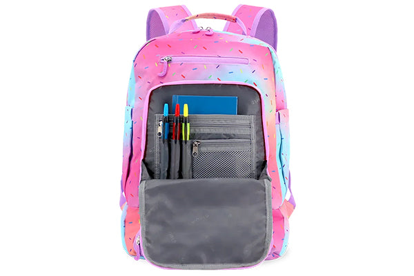 J World Packmate 2 in 1 Backpack with Built-in Lunch Bag BP2510L, Confetti