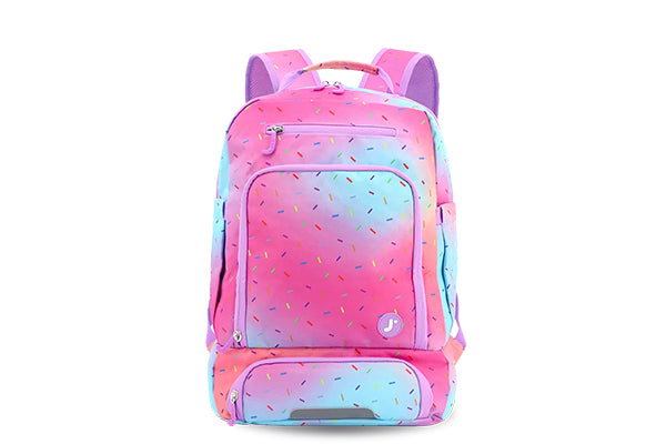 J World Packmate 2 in 1 Backpack with Built-in Lunch Bag BP2510L, Confetti