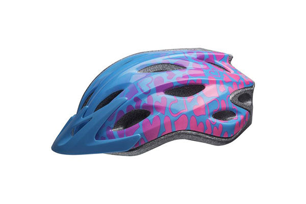 Bell Axle Bike Helmet, Blue/Pink/Vivid Hearts, Child 5+