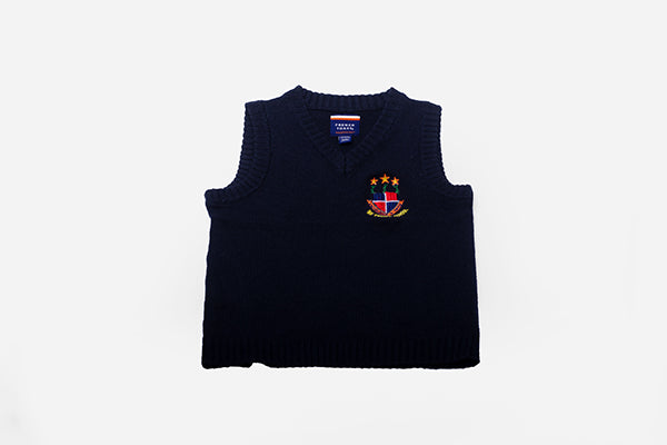 French Toast Cradle School Uniform V-Neck Sweater Vest, Navy