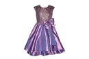 Bonnie Jean Girls Lavender Iridescent Taffeta Sequins Bow Dress