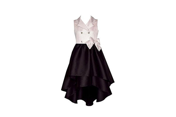 Bonnie Jean White Black Tuxedo Style High Low Dress