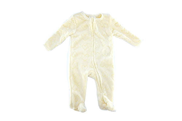 Tahari Baby Girl Fur Sleepsuit Cream