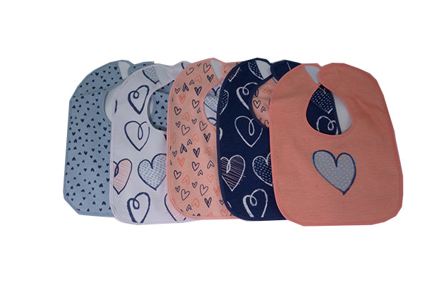 George Baby Assorted Pink Love Heart Bibs -5pc