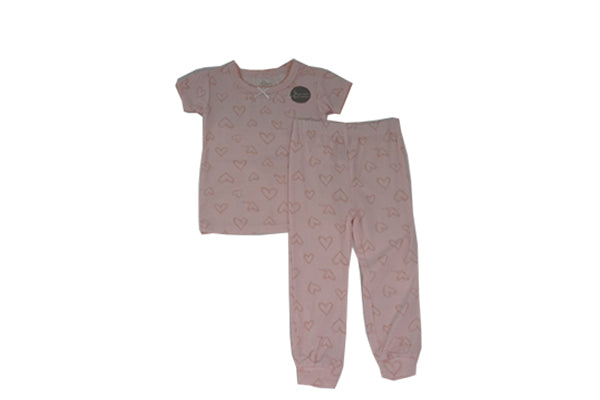 Milkberry Baby and Toddler Pajama Set for Girls in Pink Heart Print