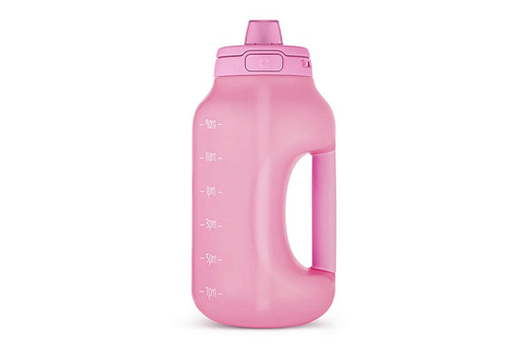 Ello Hydra 64oz Half Gallon Water Jug with Handle and Motivational Time Markers with Straw - Pink