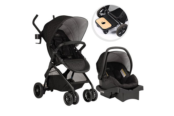 Evenflo Sibby Travel System Stroller, Solid Print Gray Black