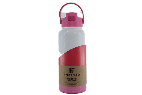 Hydraflow Hybrid vacuum Insulated Straw Lid Bottle Pink - 34oz