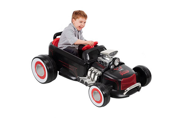 Huffy 6V Hot Rod Racer Boys' Ride-On Electric Car for Kids, Black