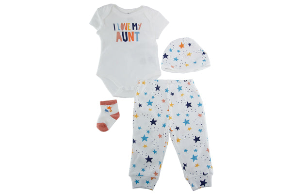 Baby Essentials Baby Boys 4-pc. Crew Neck Short Sleeve Bodysuit Set