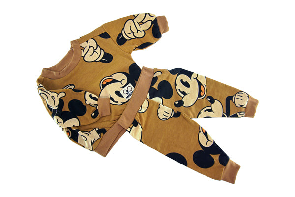 Disney Baby 2pc Brown Mickey Sweat Pant Infant Set