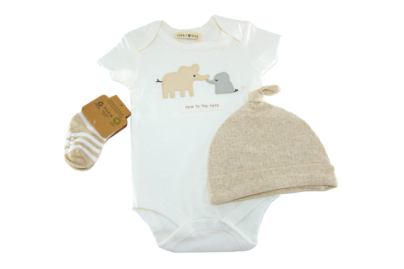 Rabbit and Bear Organic Bodysuit 5 piece sets with gift bag