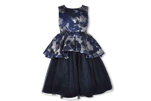 Pink Butterfly Girls Sparkle Shine Dress Navy