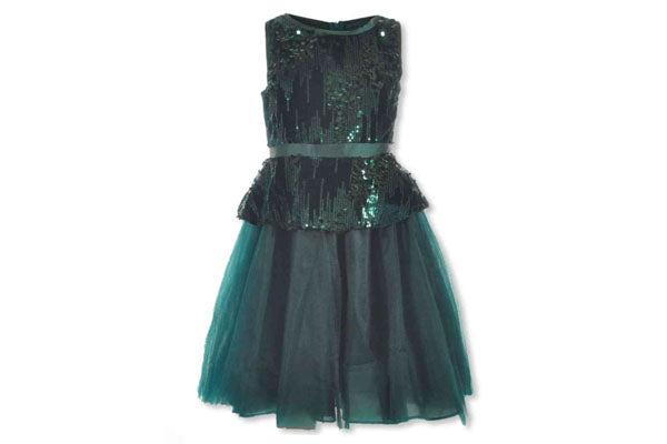 Badgley Mischka Sequin Dress Emerald Green