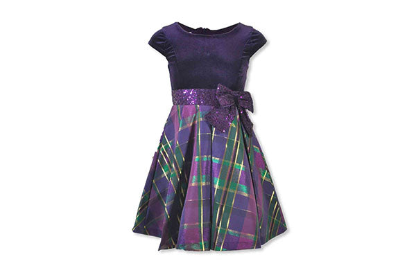 Bonnie Jean Purple Shimmer Bow Girls Dress