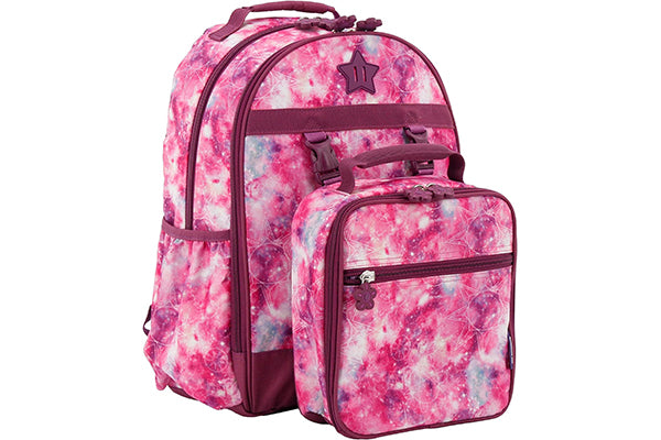 J World Kids Duet Backpack & Detachable Lunch Box Set JW-16KLB, Purple Galaxy