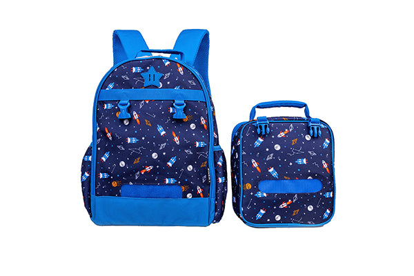 J World Kids Duet Backpack & Detachable Lunch Box Set JW-16KLB, Spaceship