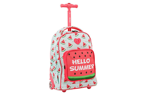 J World Sparkle 15 Inch Kids Rolling Backpack / Carry On KRB-15, Watermelon