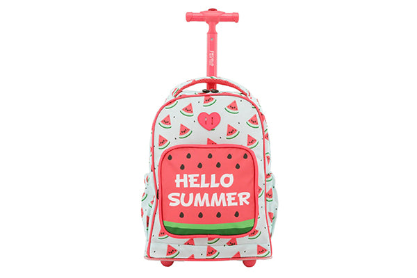 J World Sparkle 15 Inch Kids Rolling Backpack / Carry On KRB-15, Watermelon