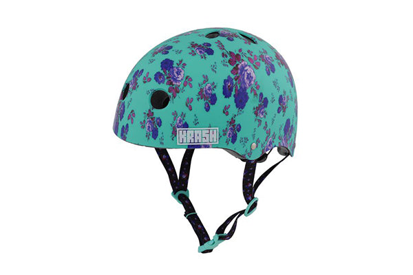 Krash! Fierce Flower Bike Helmet, Mint, Youth 8+