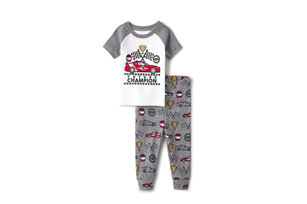 PJ Place Baby and Toddler Boys  Cars Snug Fit Pajamas 4piece Set- Grey