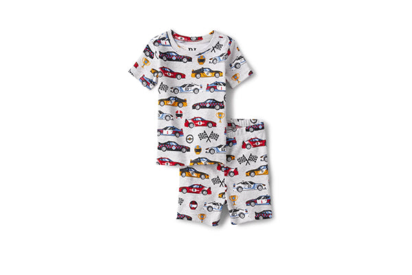 PJ Place Baby and Toddler Boys  Cars Snug Fit Pajamas 4piece Set- Grey