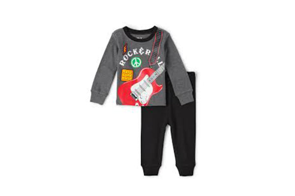 PJ Place Baby and Toddler Boys Rocker Snug Fit Pajamas - Black