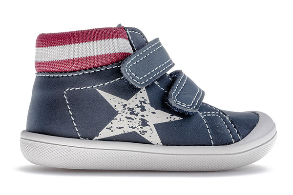Pablosky Kids Navy Leather Boots with Adherent Closure - 061324