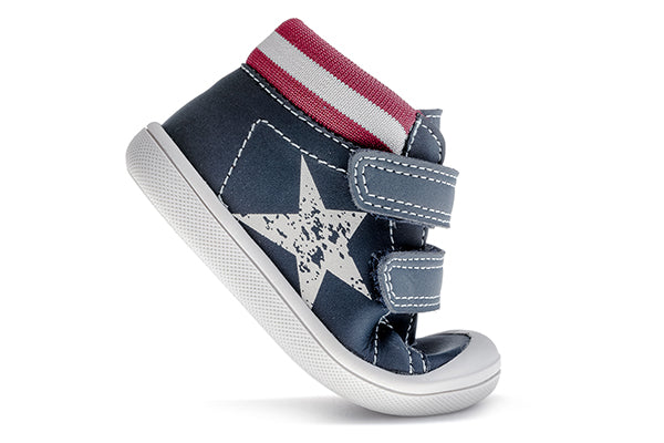 Pablosky Kids Navy Leather Boots with Adherent Closure - 061324
