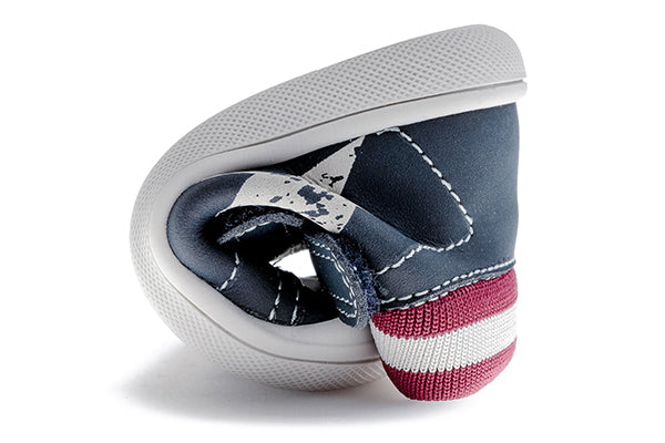 Pablosky Kids Navy Leather Boots with Adherent Closure - 061324