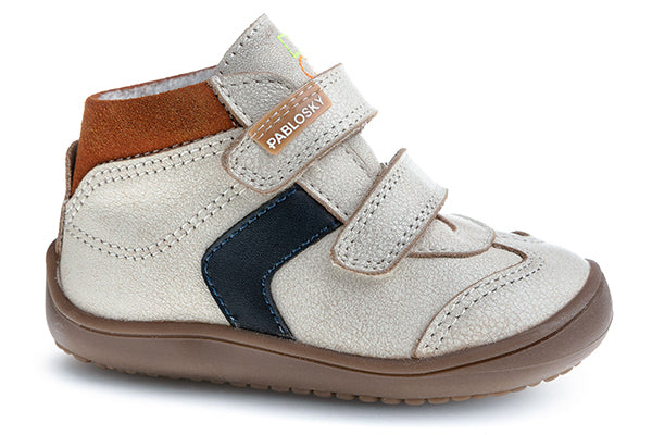 Pablosky Kids White Crack Suede Leather Boys Ankle Shoe - 064206