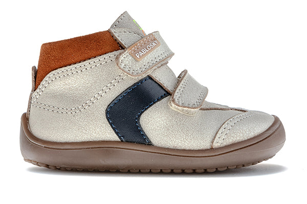 Pablosky Kids White Crack Suede Leather Boys Ankle Shoe - 064206