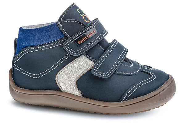 Pablosky Kids Navy Leather Boys Boots - 064224