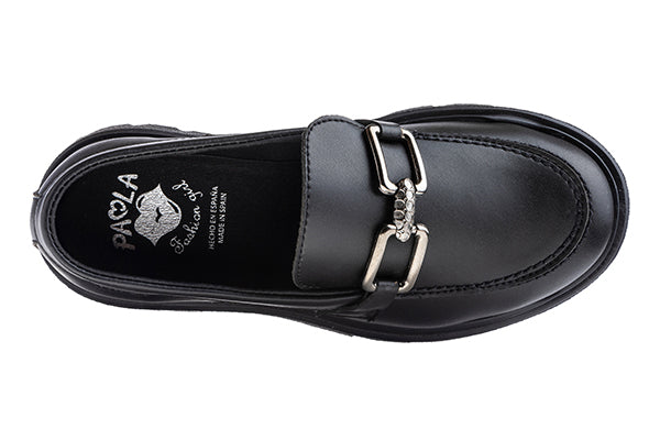 Paola Kids Black Leather Chucky Girls Shoe - 873015