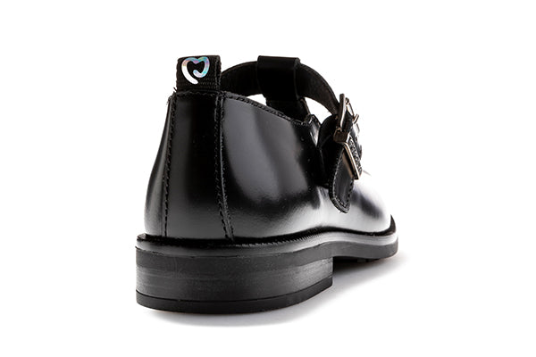 Paola Kids Black Leather Girls T-Strap Shoe - 878911