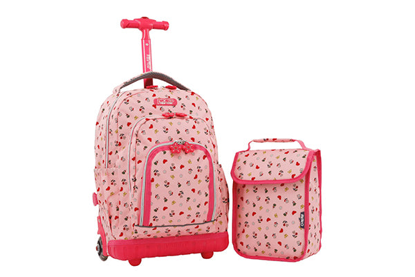 J World Lollipop Kids Rolling Backpack With Lunch Bag (16 Inch) RBS-16LSP, Pink Yard