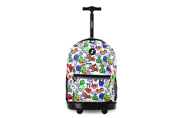 J World Kids Sunrise Rolling Backpack (18 Inch) RBS-18, Street Art
