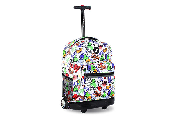 J World Kids Sunrise Rolling Backpack (18 Inch) RBS-18, Street Art