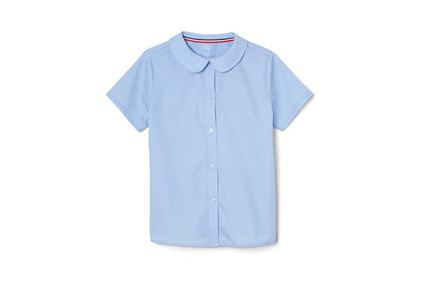 French Toast Girls Short Sleeve Peter Pan Collar Blouse, Blue