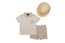 Perry Ellis Brown Multi Stripe Polo Infant Boys Short Set