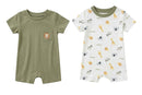 Chickpea Safari Wildlife 2PC Green Multi Rompers Set