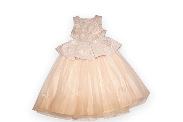 Pink Butterfly Fit To Flare Sparke Girls Ball Gown Peach