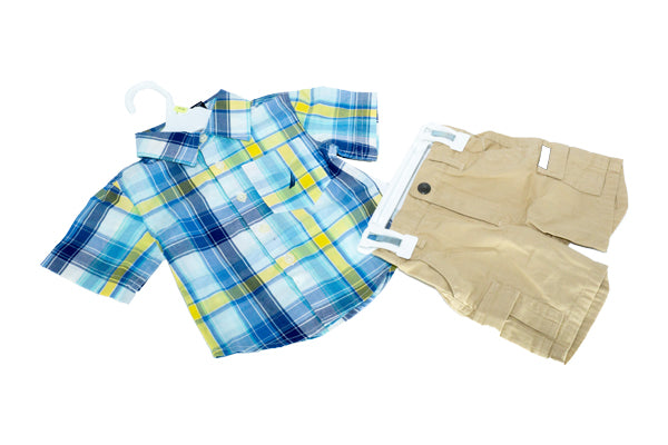 Nautica Baby Boys Short Sleeve Plaid Shirt & Combat Shorts, 2 Piece Set