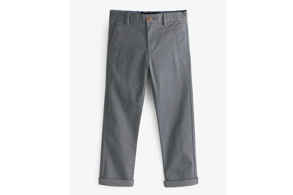 Next Kids Boys Regular Fit Stretch Chino Trousers Charcoal Grey