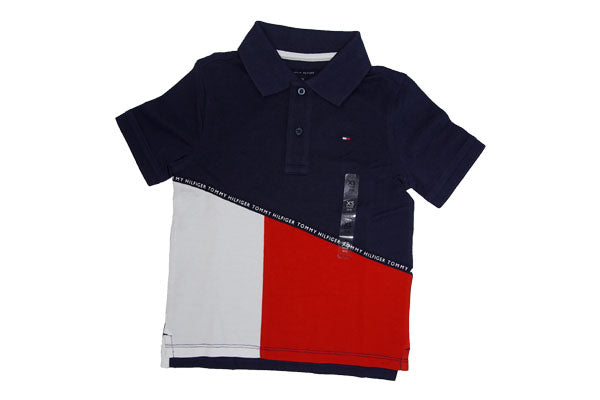 Tommy Hilfiger Boys Navy, White & Red Polo Shirt