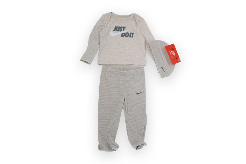 Nike Baby Boy Footed Pants, Long Sleeve Top and Beanie 3 Piece Set