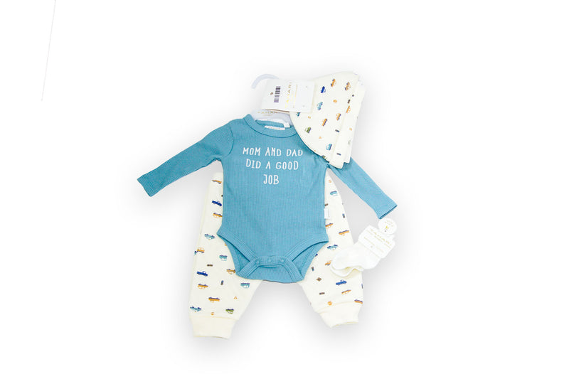 Tahari Baby 4-piece Bodysuit & Pants Set with Hat & Socks