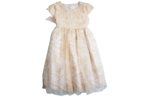 Monsoon Baby Franceska Jacquard Glitter Dress Gold