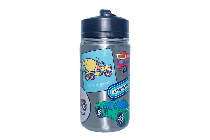 Life Is Good Stainless Steel Kids Water Bottle with Straw - 14oz