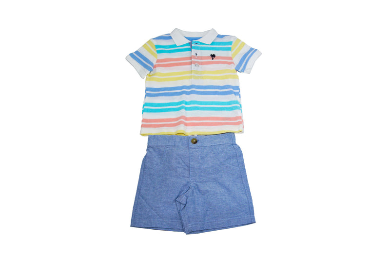 Little Me Stripe Polo Short Set